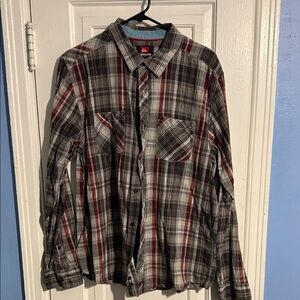 Quiksilver Red and Black Plaid Shirt